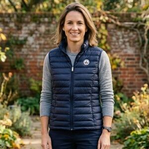 Jott Sz L Navy Puffer Light Wight Down Feather Packable Vest